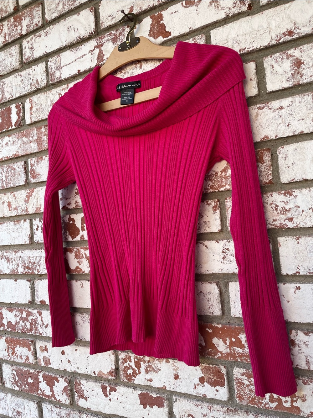 5/$15♦️United States Sweaters | Stretchy Ribbed Pink Cowl Neck Sweater Blouse